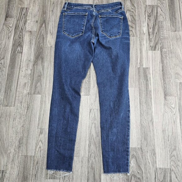 A.N.A Jegging Womens 8 Blue Mid Rise Distressed Skinny Jeans Raw Hem Ankle - Picture 2 of 11